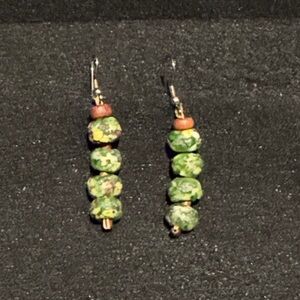 Beaded earrings (beads from Mt St Helens).